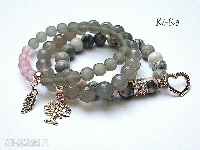 GREY AND VINTAGE ROSE SET Hand Made