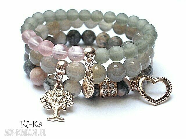 GREY AND VINTAGE ROSE SET Hand Made