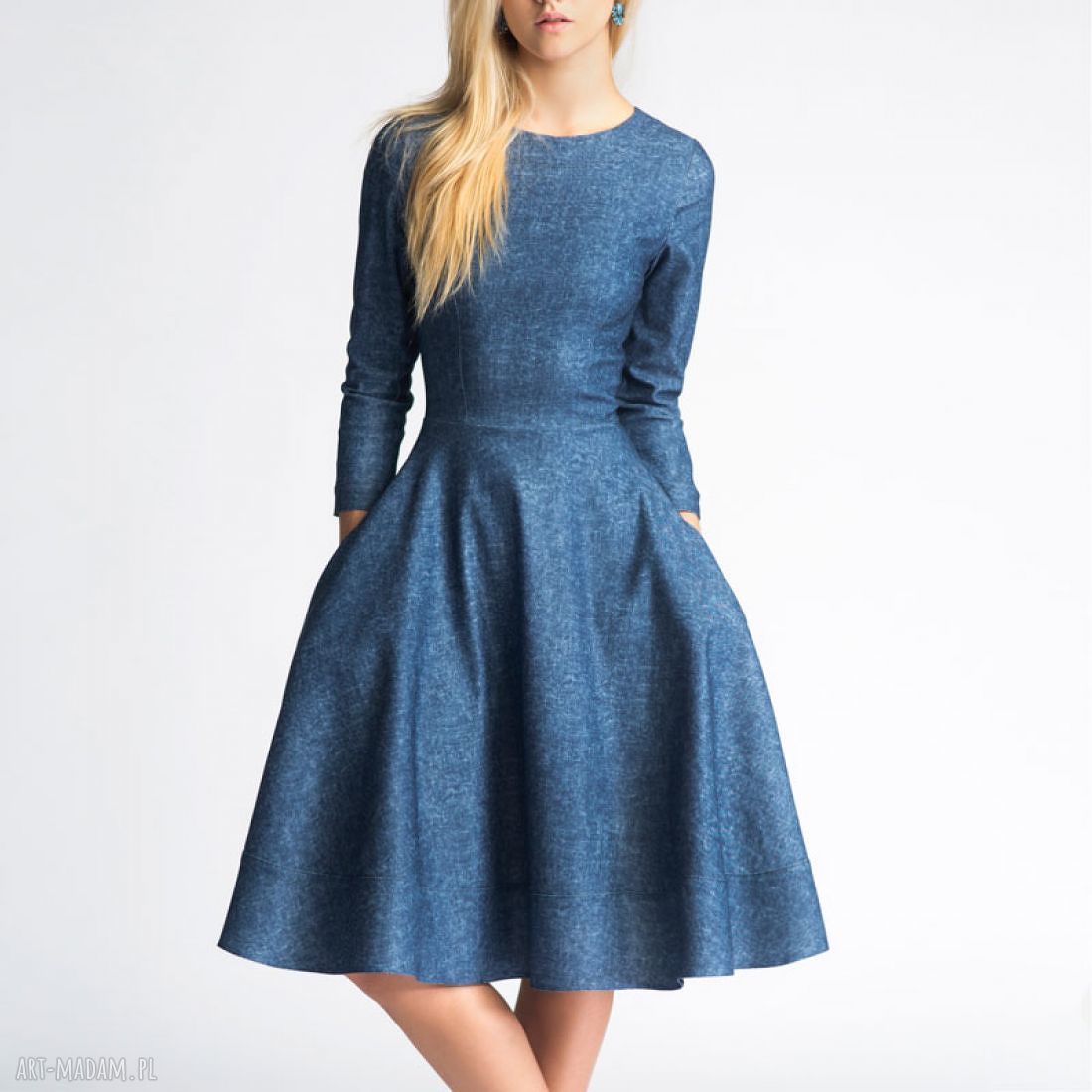 Sukienka KALA Midi Denim ręcznie zrobione