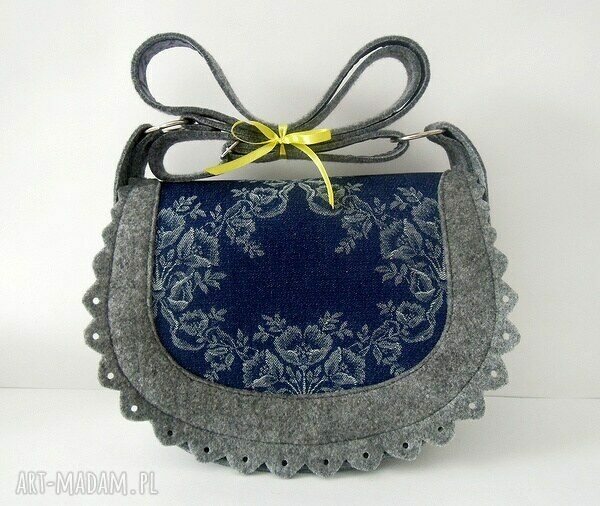 Torebka Szara Listonoszka w Kwiaty Hand Made
