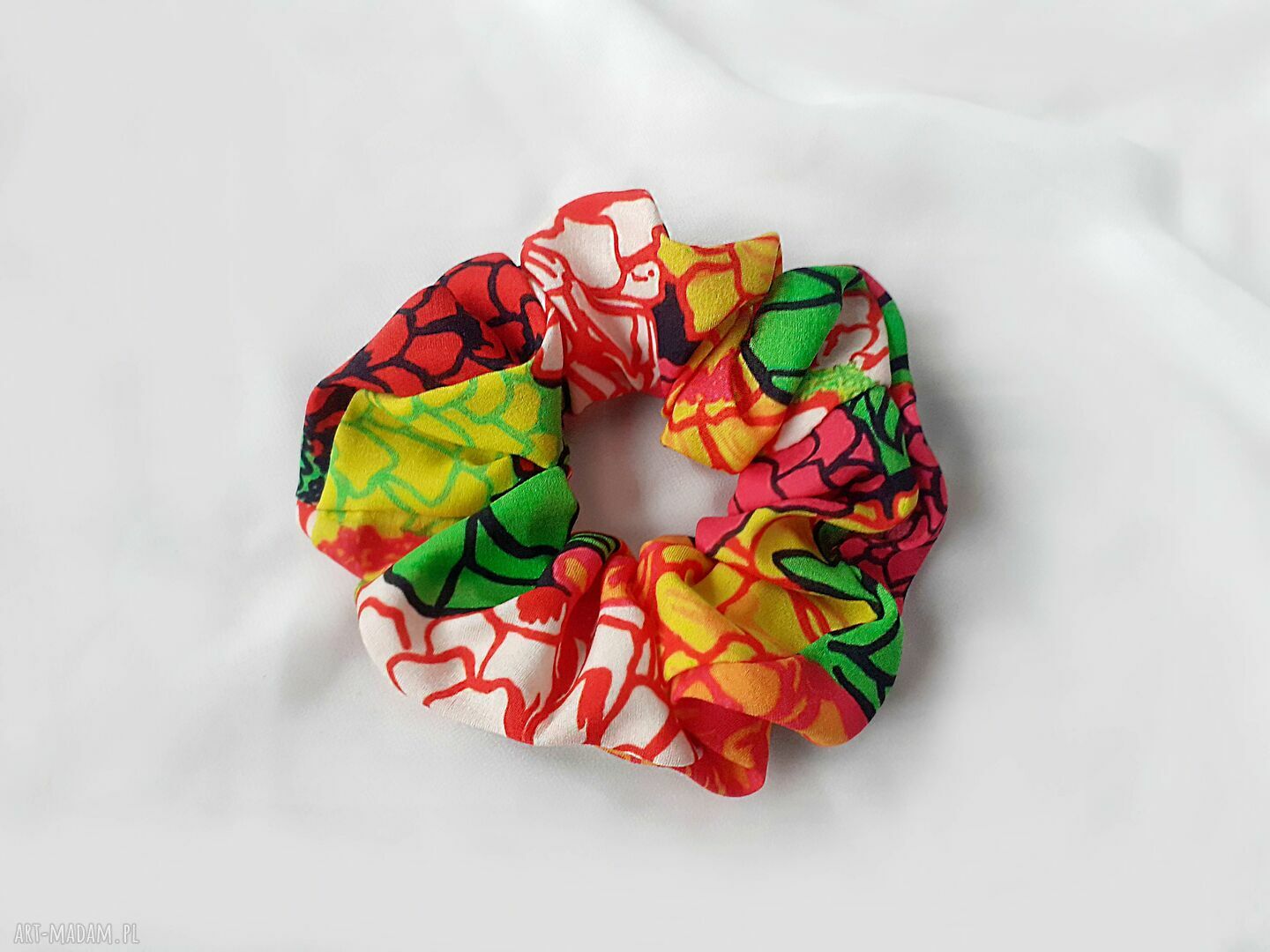 Jedwabna frotka scrunchie multicolor - 100% jedwab