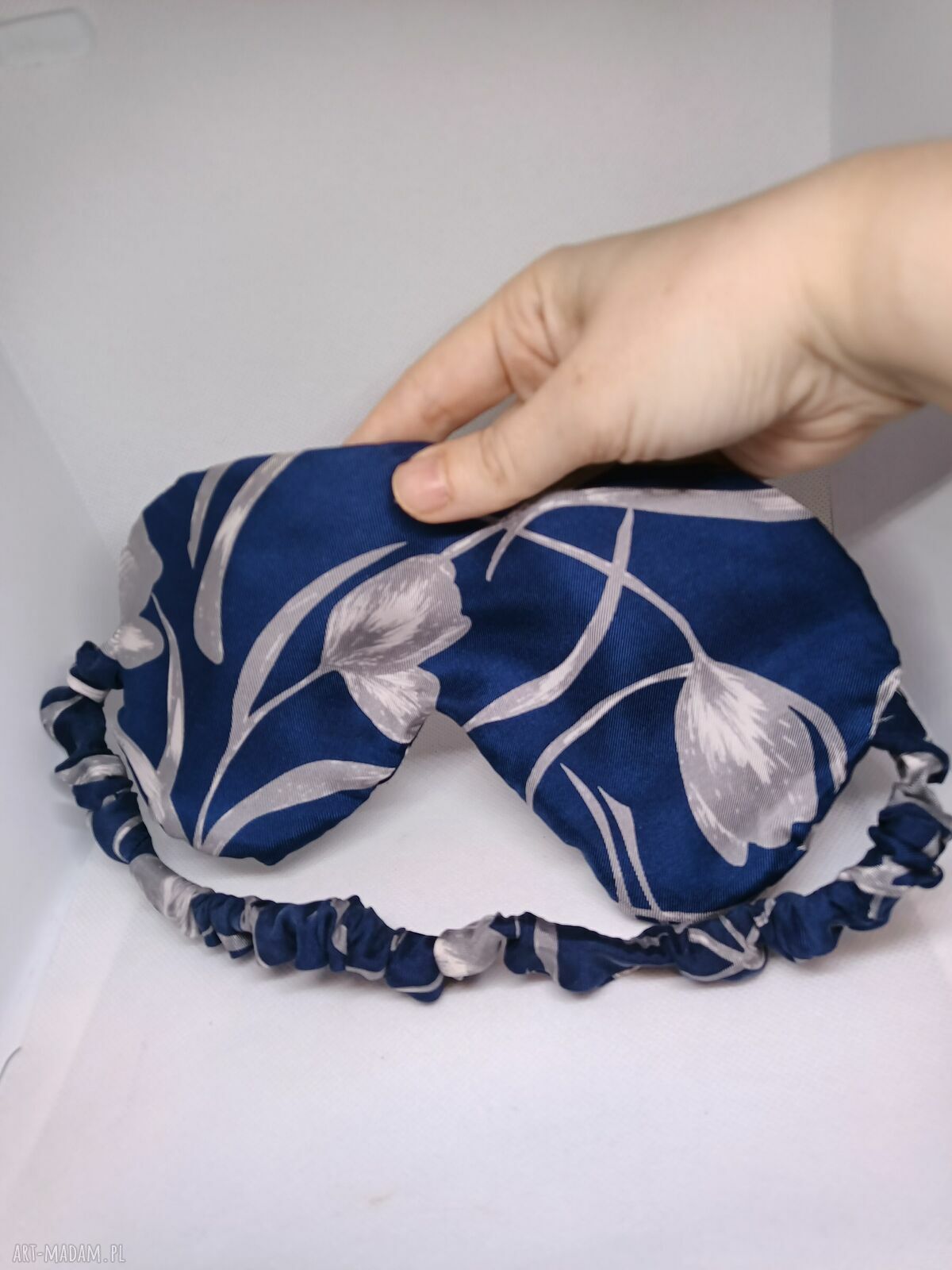 Jedwabno-wełniana opaska na oczy do spania i relaksu - zaciemniająca handmade
