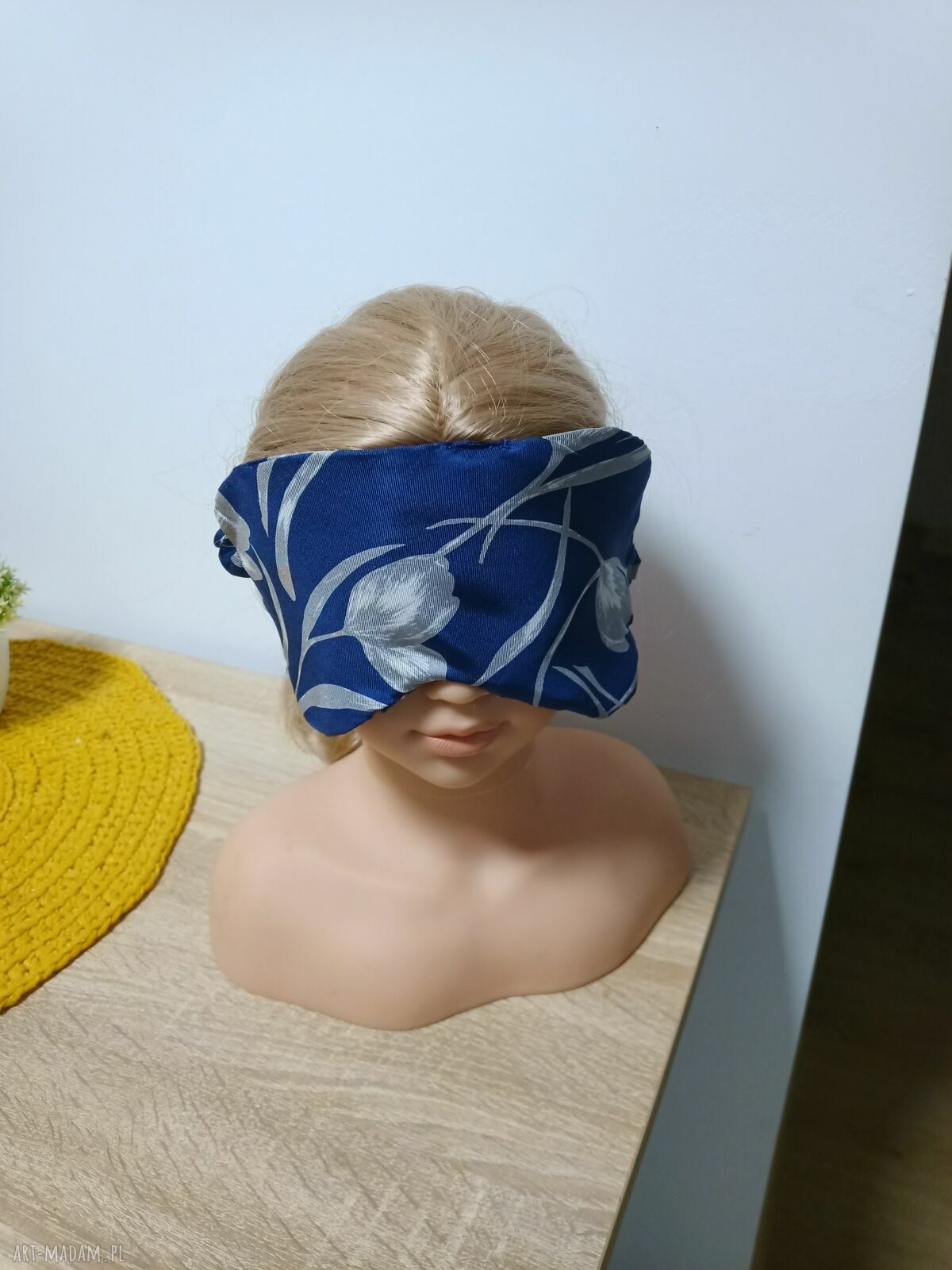 Jedwabno-wełniana opaska na oczy do spania i relaksu - zaciemniająca handmade
