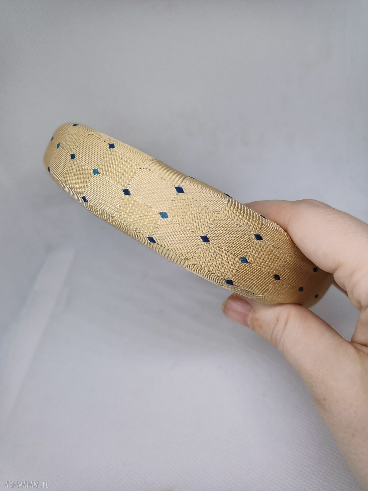 Jedwabna opaska puffy - ręcznie szyta z jedwabnego krawata (zero waste)