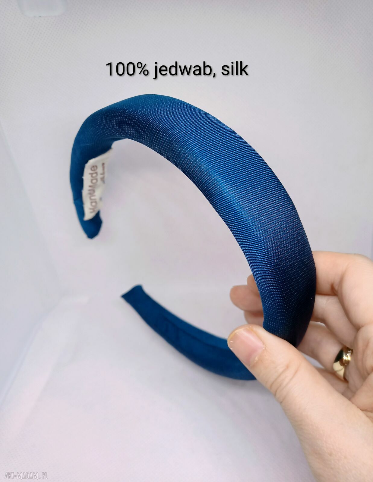 Jedwabna opaska puffy w kolorze indygo