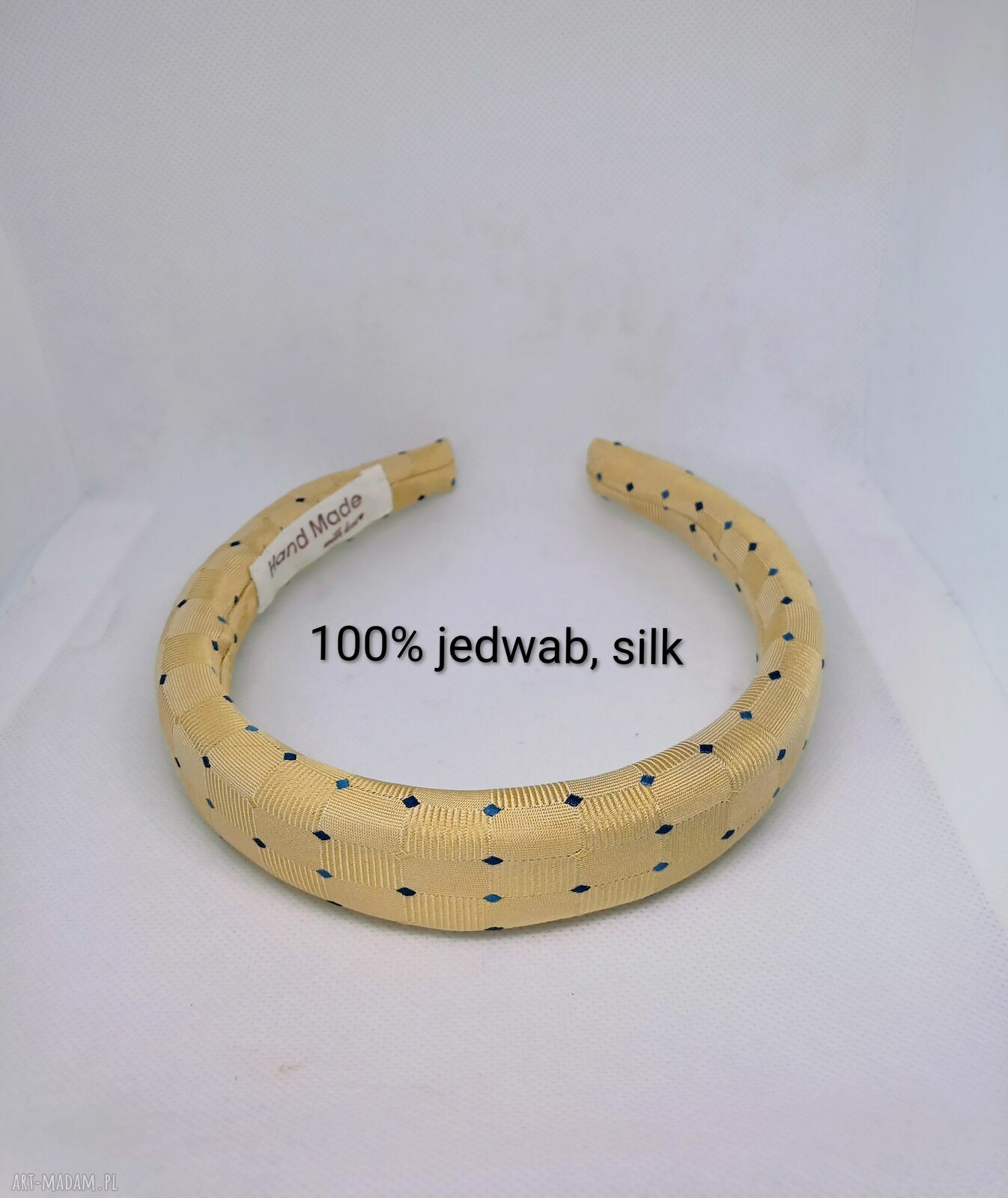 Jedwabna opaska puffy - ręcznie szyta z jedwabnego krawata zero waste
