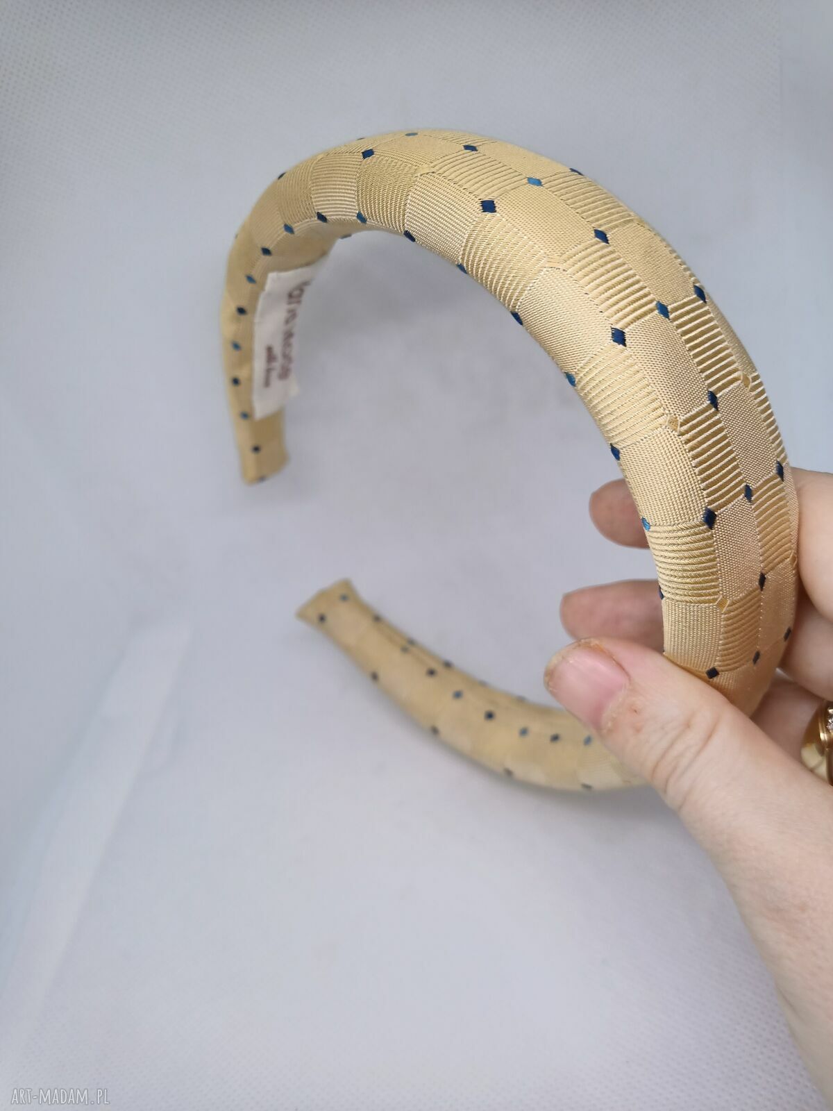 Jedwabna opaska puffy - ręcznie szyta z jedwabnego krawata (zero waste)