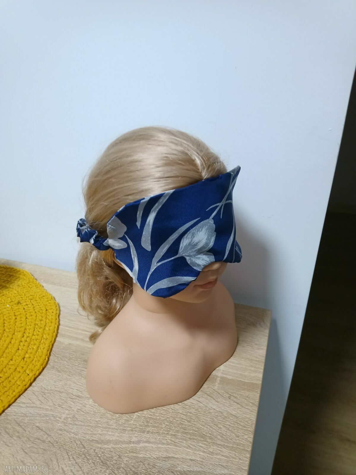Jedwabno-wełniana opaska na oczy do spania i relaksu - zaciemniająca handmade