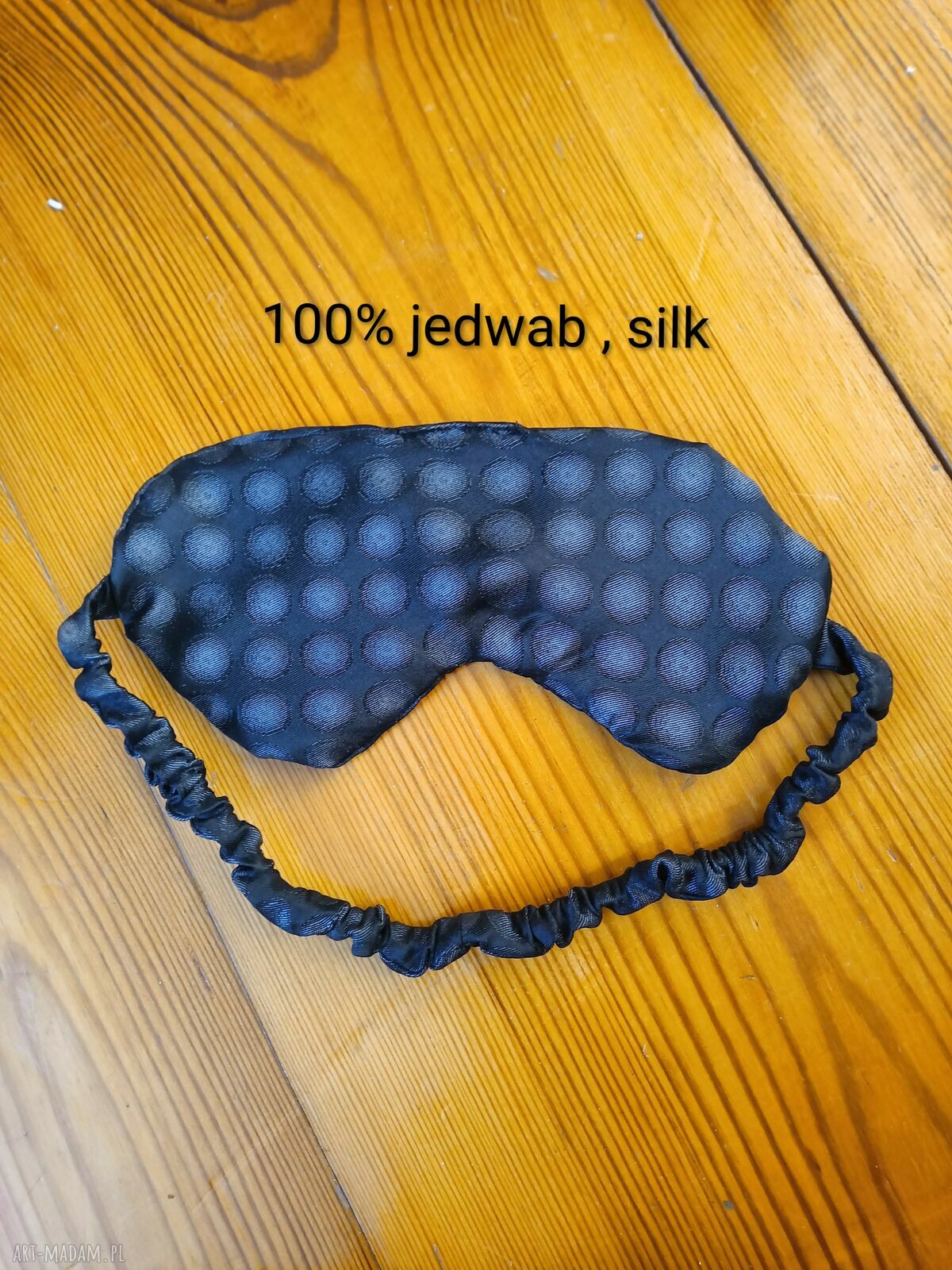 Jedwabno-wełniana opaska na oczy do snu - czarna, naturalna i zero waste