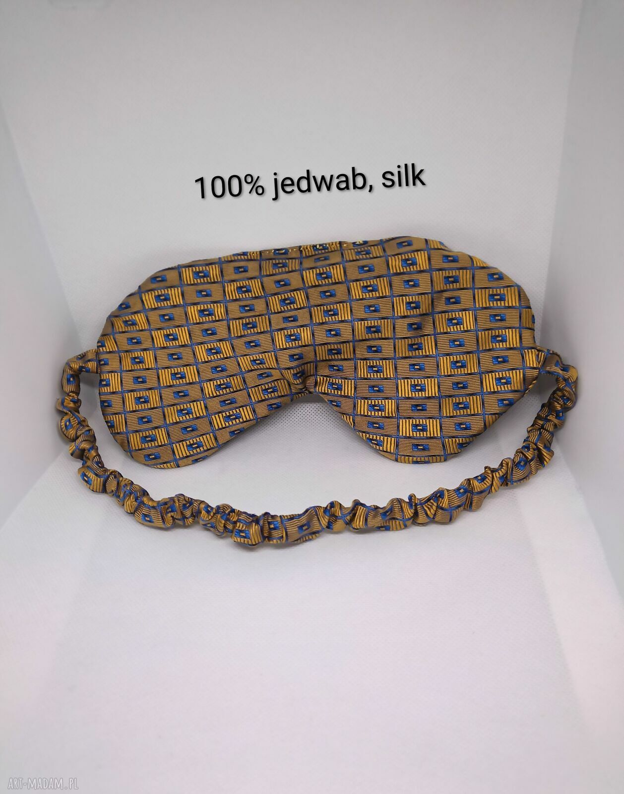 Złota jedwabno-wełniana opaska na oczy do spania i relaksu