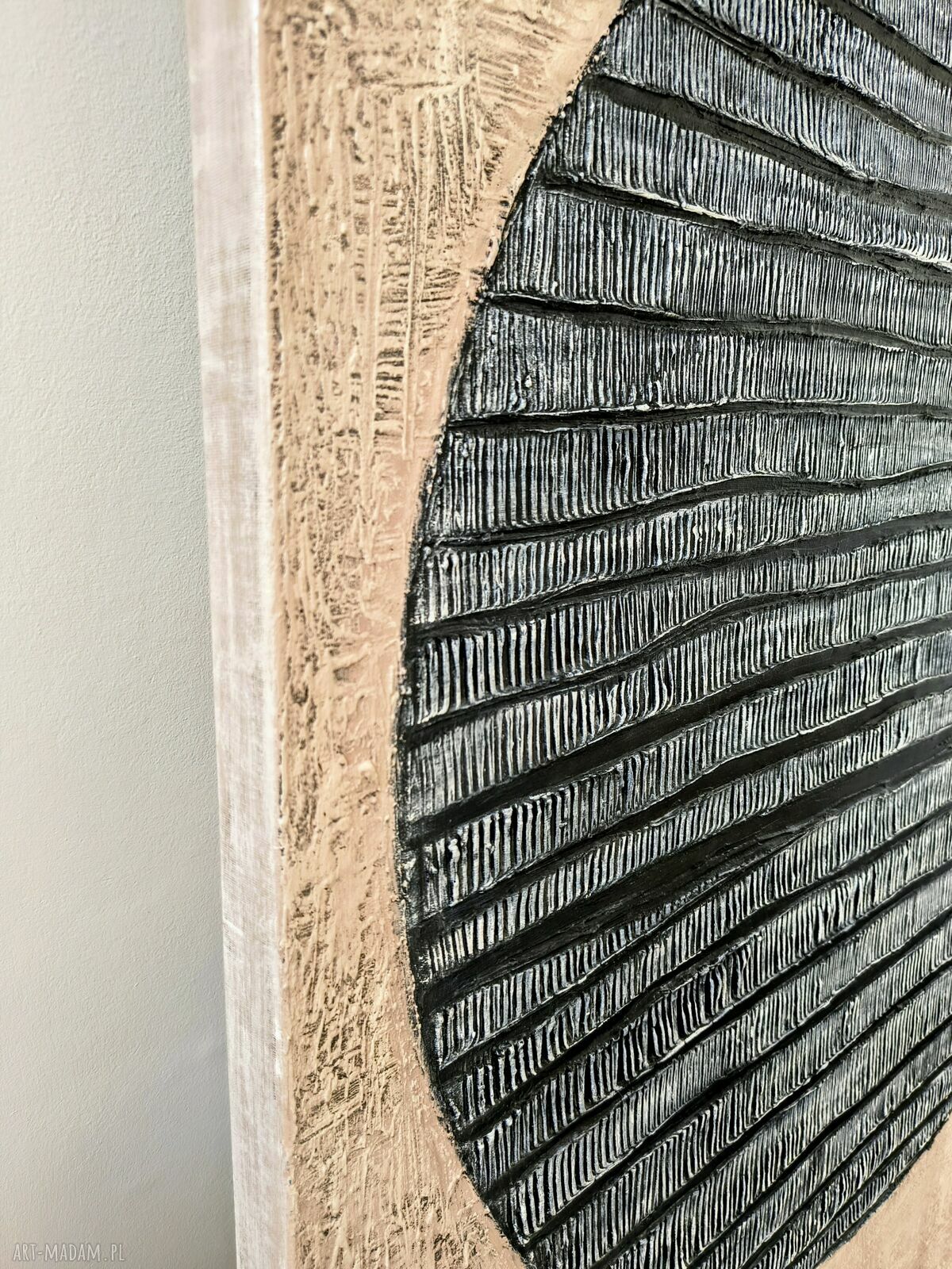 Jedyna sztuka - duży obraz strukturalny 100x150 cm czarno-beżowy