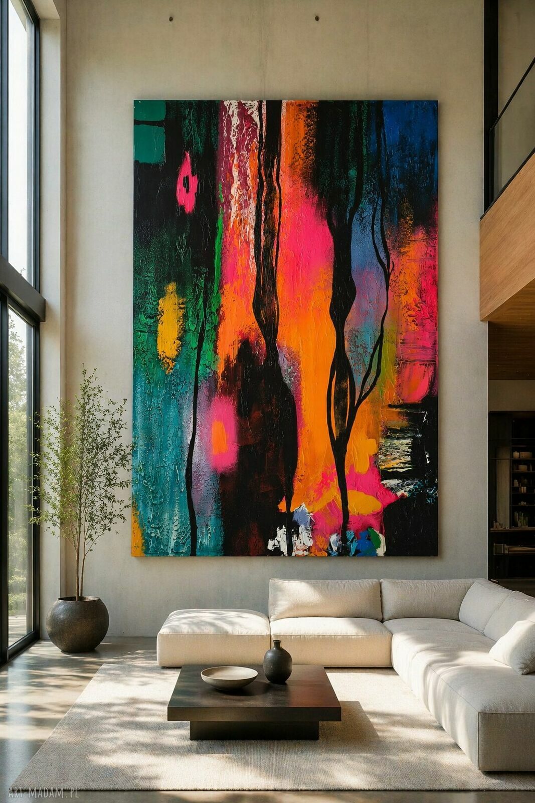 Duży obraz abstrakcja strukturalna 100x150 cm - gotowy do zawieszenia