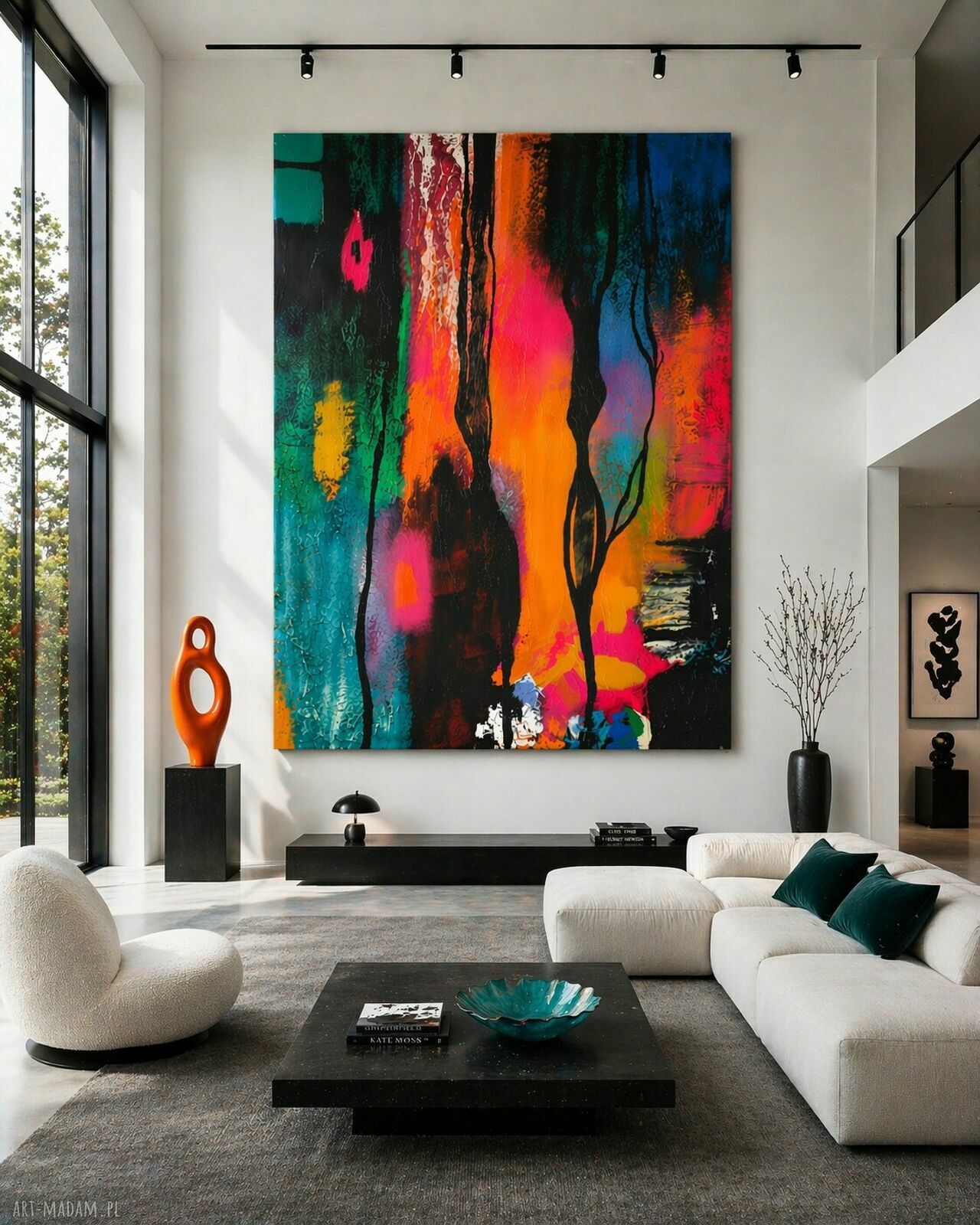 Duży obraz abstrakcja strukturalna 100x150 cm - gotowy do zawieszenia