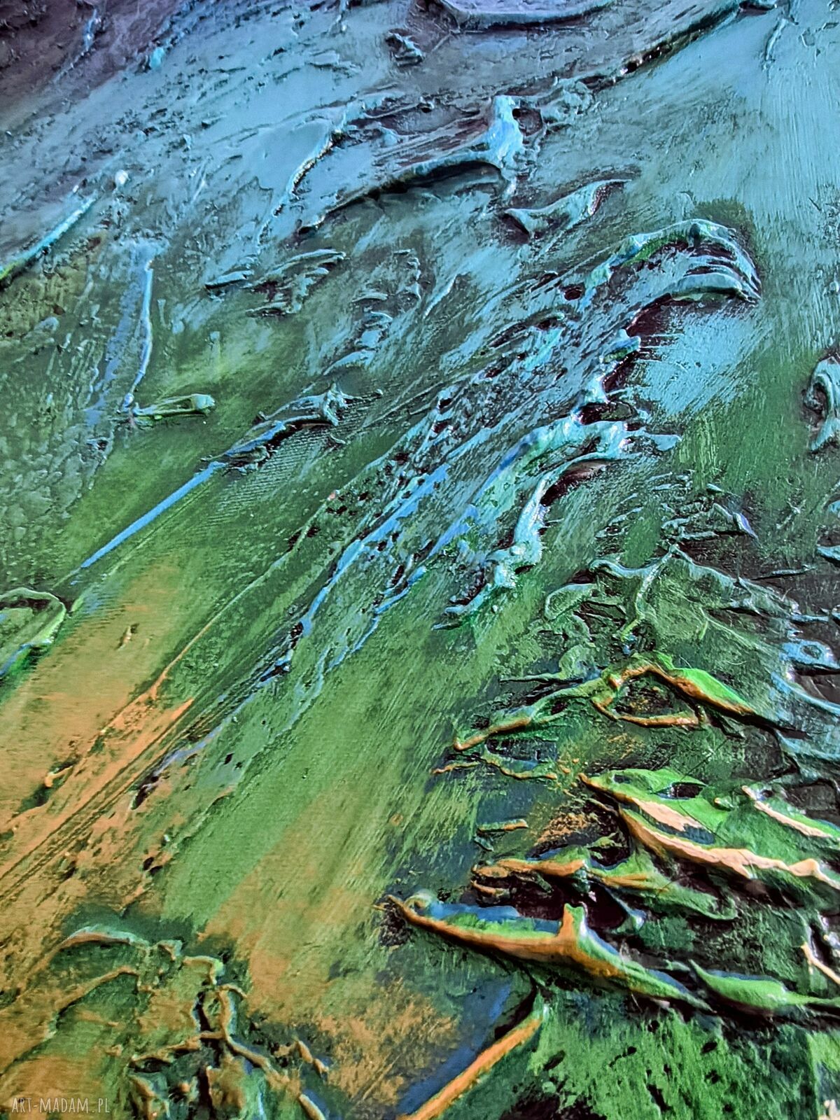 Duży obraz abstrakcyjny 100x150 cm - reliefowe struktury na płótnie handmade