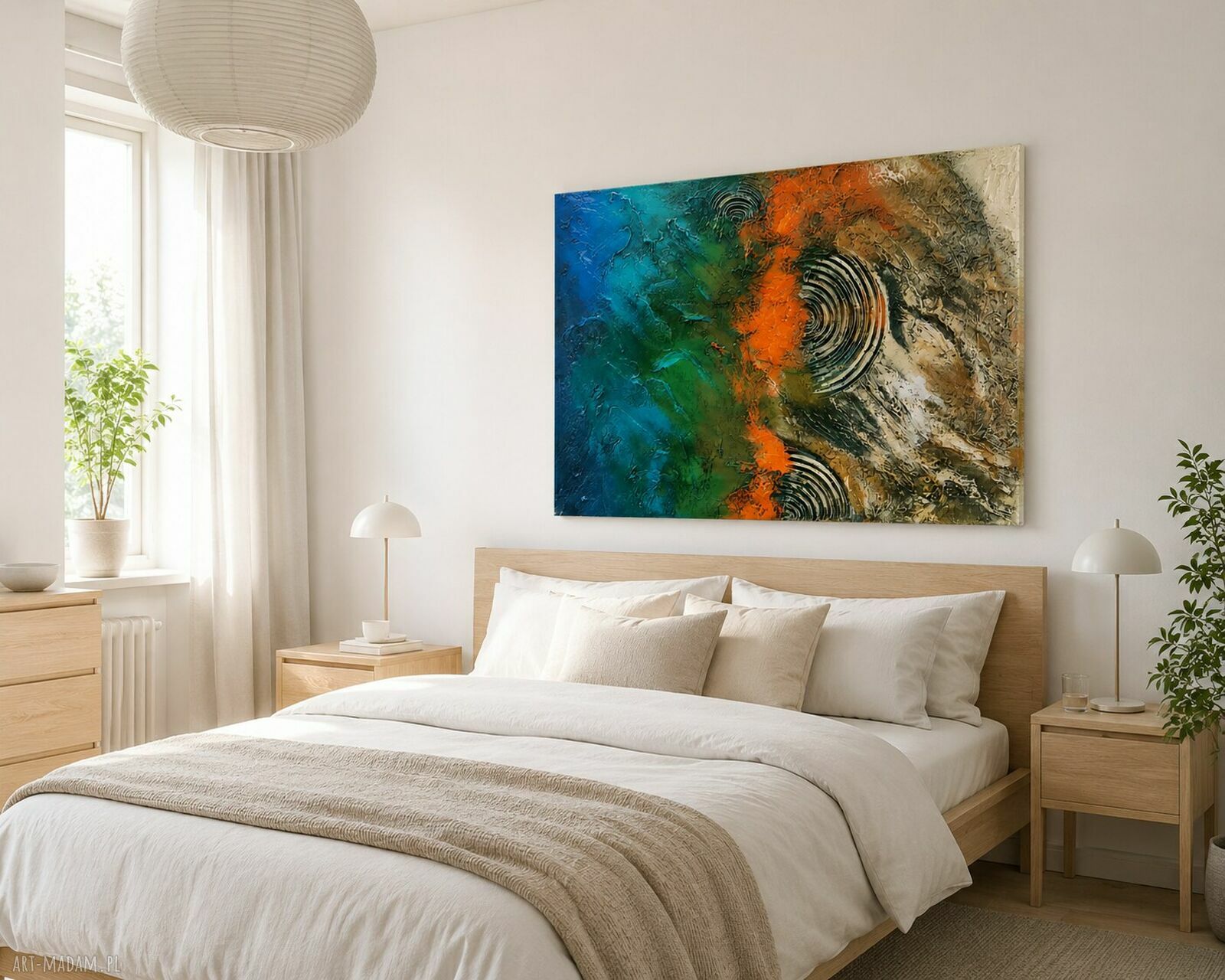 Duży obraz abstrakcyjny 100x150 cm - reliefowe struktury na płótnie handmade