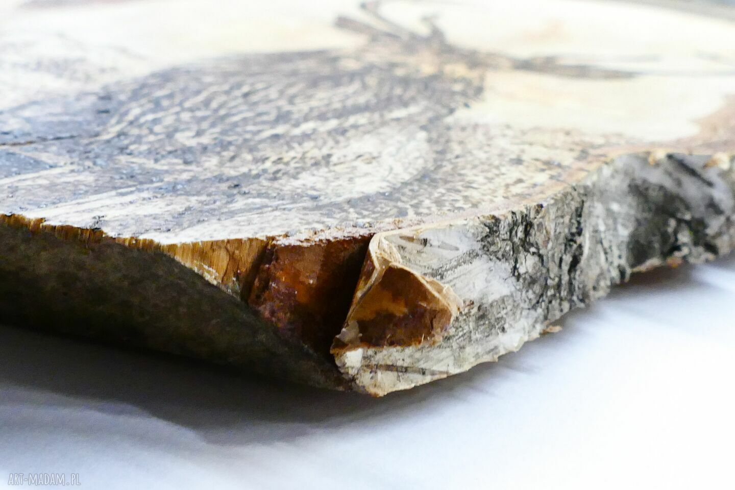 Jeleń z pirografii na drewnie 18x32 cm - ręcznie wypalany obraz na brzozie