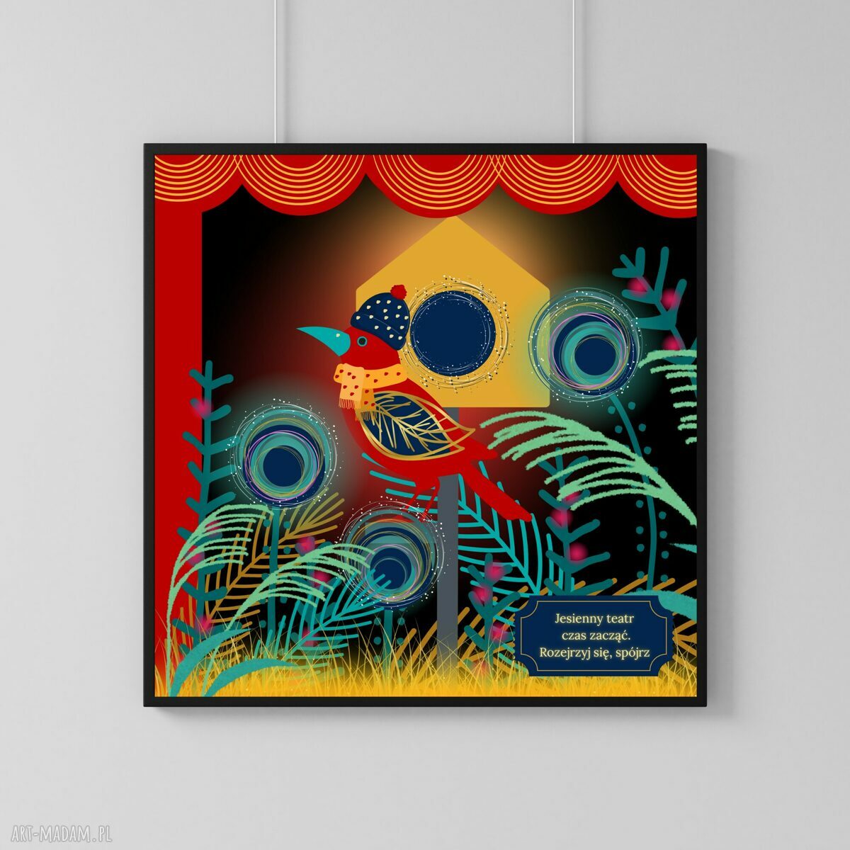 Jesienna ilustracja „Jesienny spektakl” w ramie 20x20