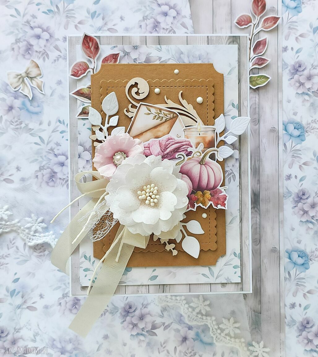 Jesienna kartka urodziny urodzinowa ręcznie robiona wykonana