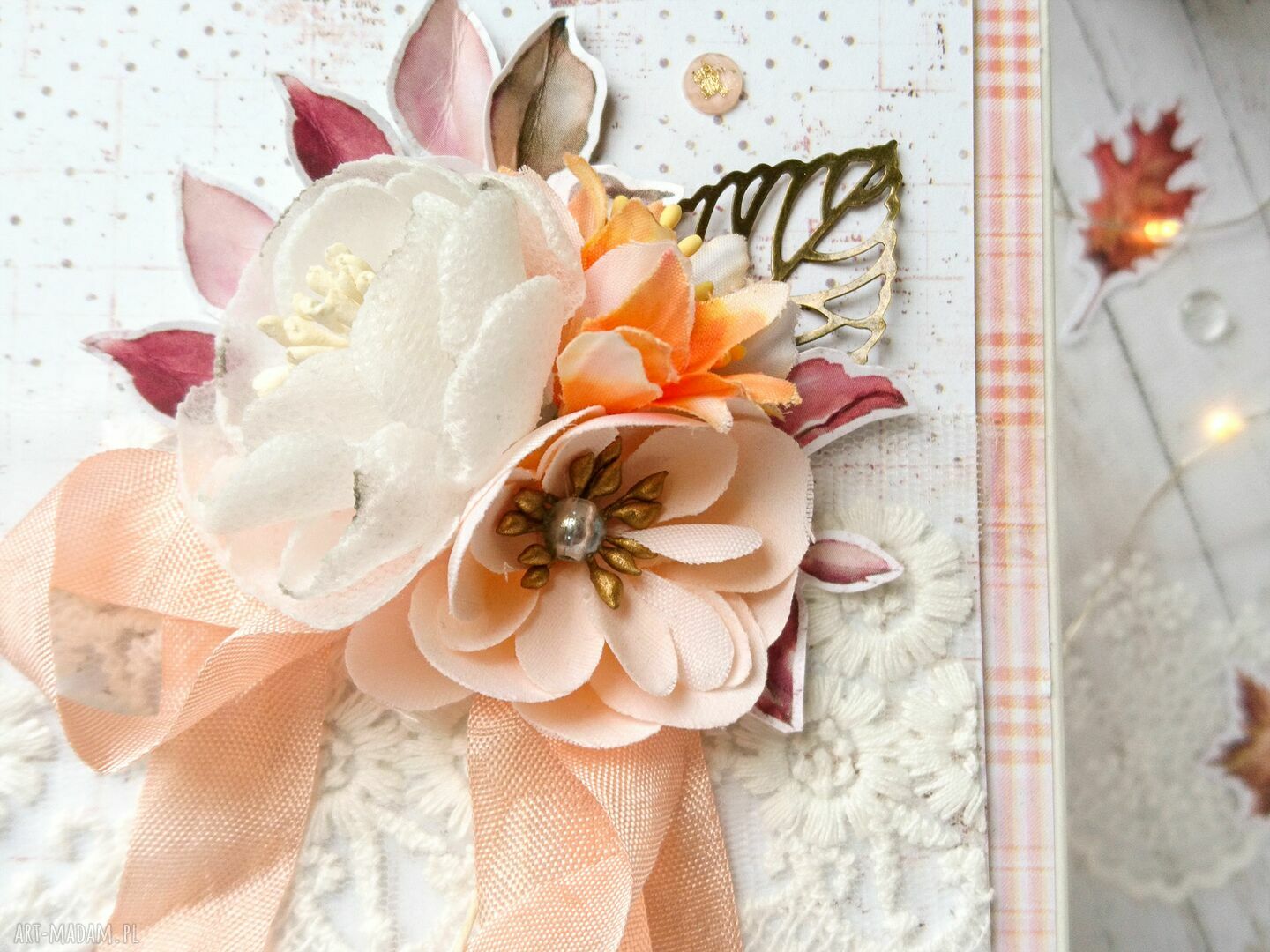 scrapbooking kartki: Jesienna kartka w ozdobnym pudełku HandMade