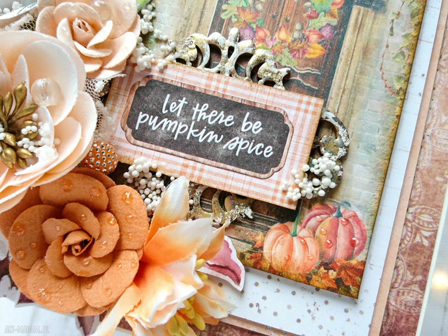 scrapbooking kartki: Jesienna kartka w ozdobnym pudełku HandMade