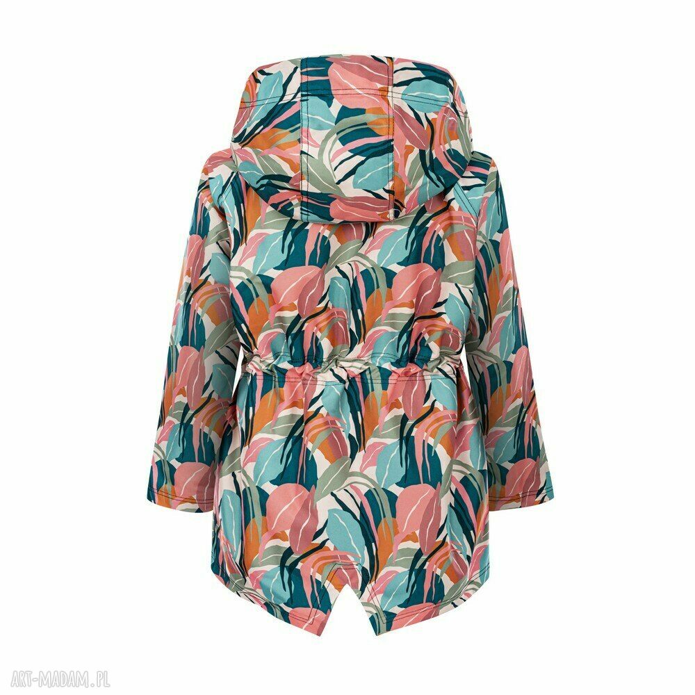 kurtki: JESIENNA KURTKA PARKA pastelowe liście Z TUNELEM handmade