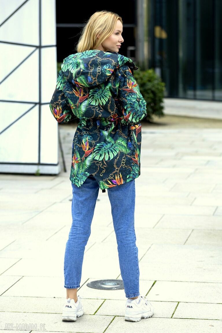 płaszcze: JESIENNA KURTKA PARKA W ŁAŃCUCHY CIEPŁA PRZECIWDESZCZOWA handmade