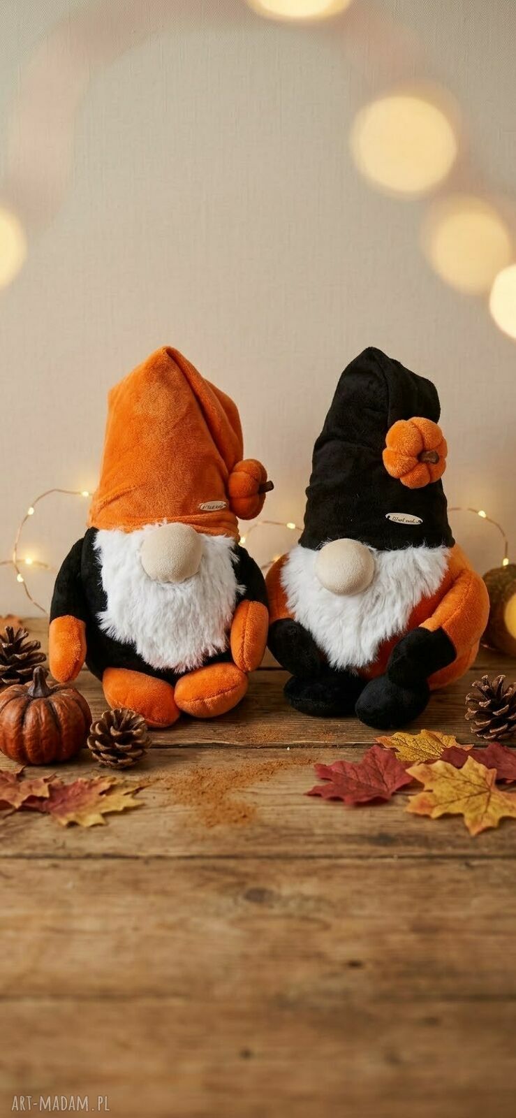 Jesienna para skrzatów z dyniami - rękodzieło na Halloween