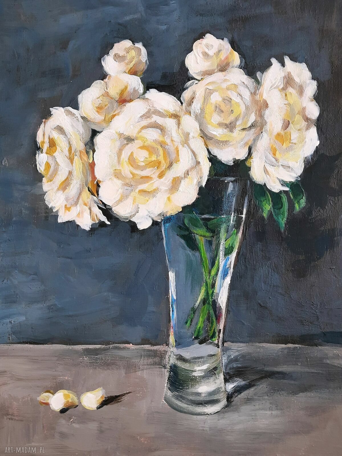 Jesienne róże - obraz akrylowy na płótnie 30x40 cm