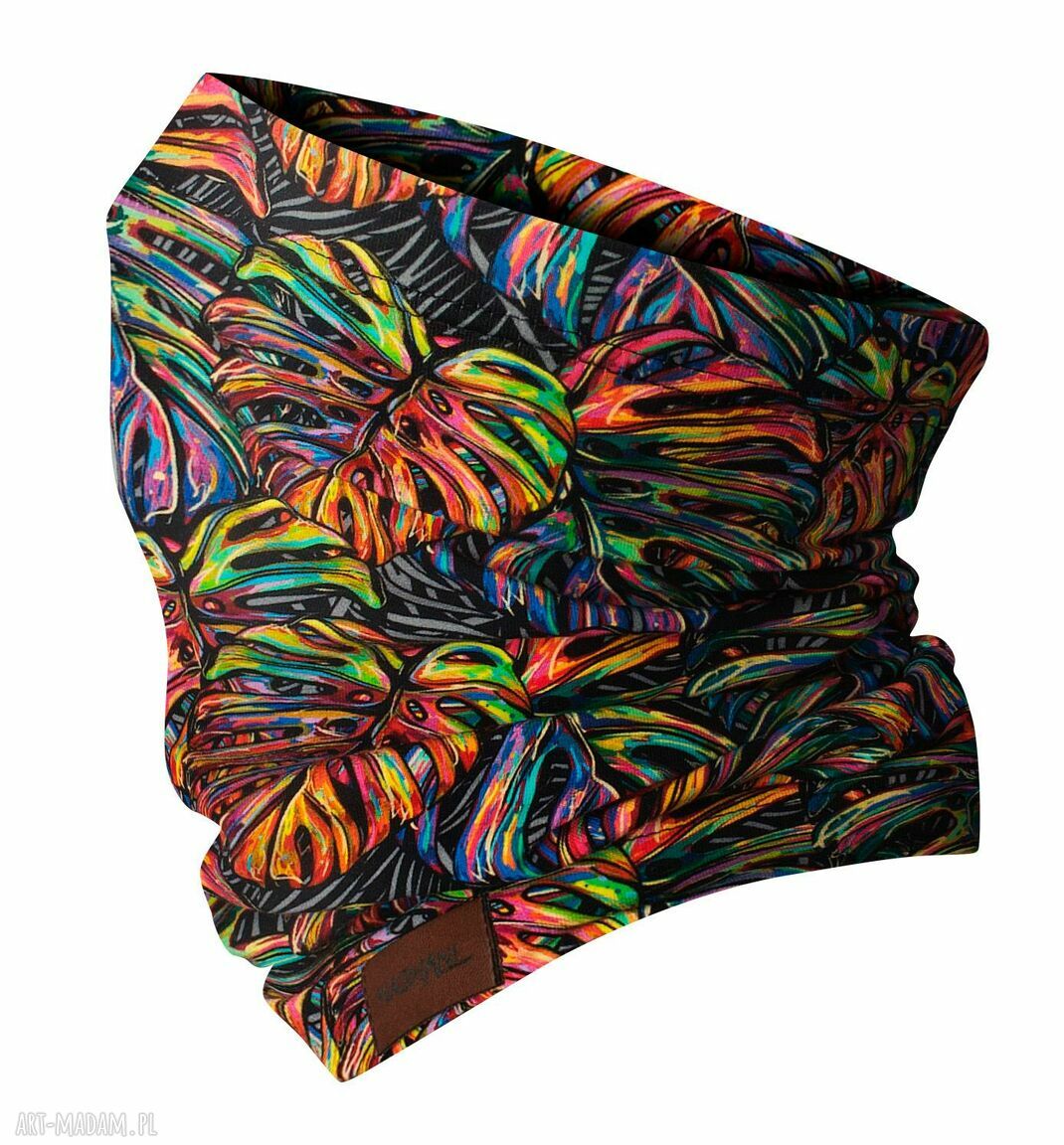 Jesienno zimowy kominek wzorzysta komino maska multikolor