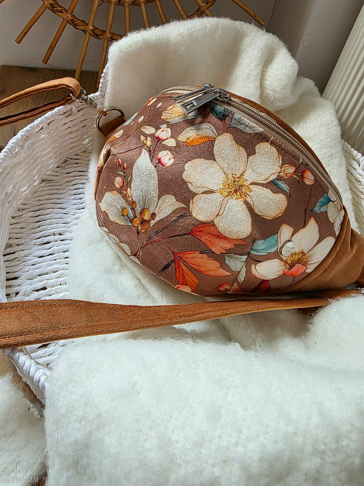 Nerka Jesienny Liść - welurowa nerka damska handmade
