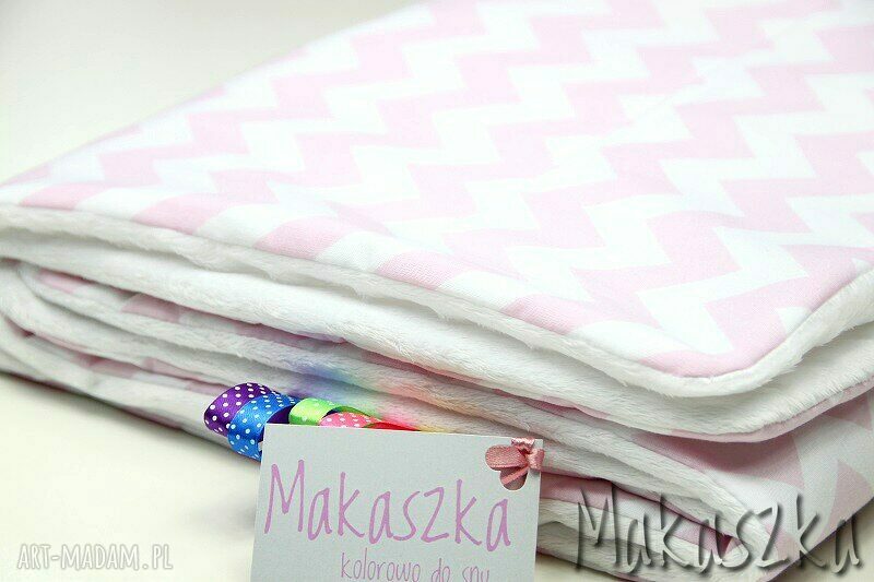 Jesienny kocyk maluszka minky 75x100 kołderka koc zygzak makaszka