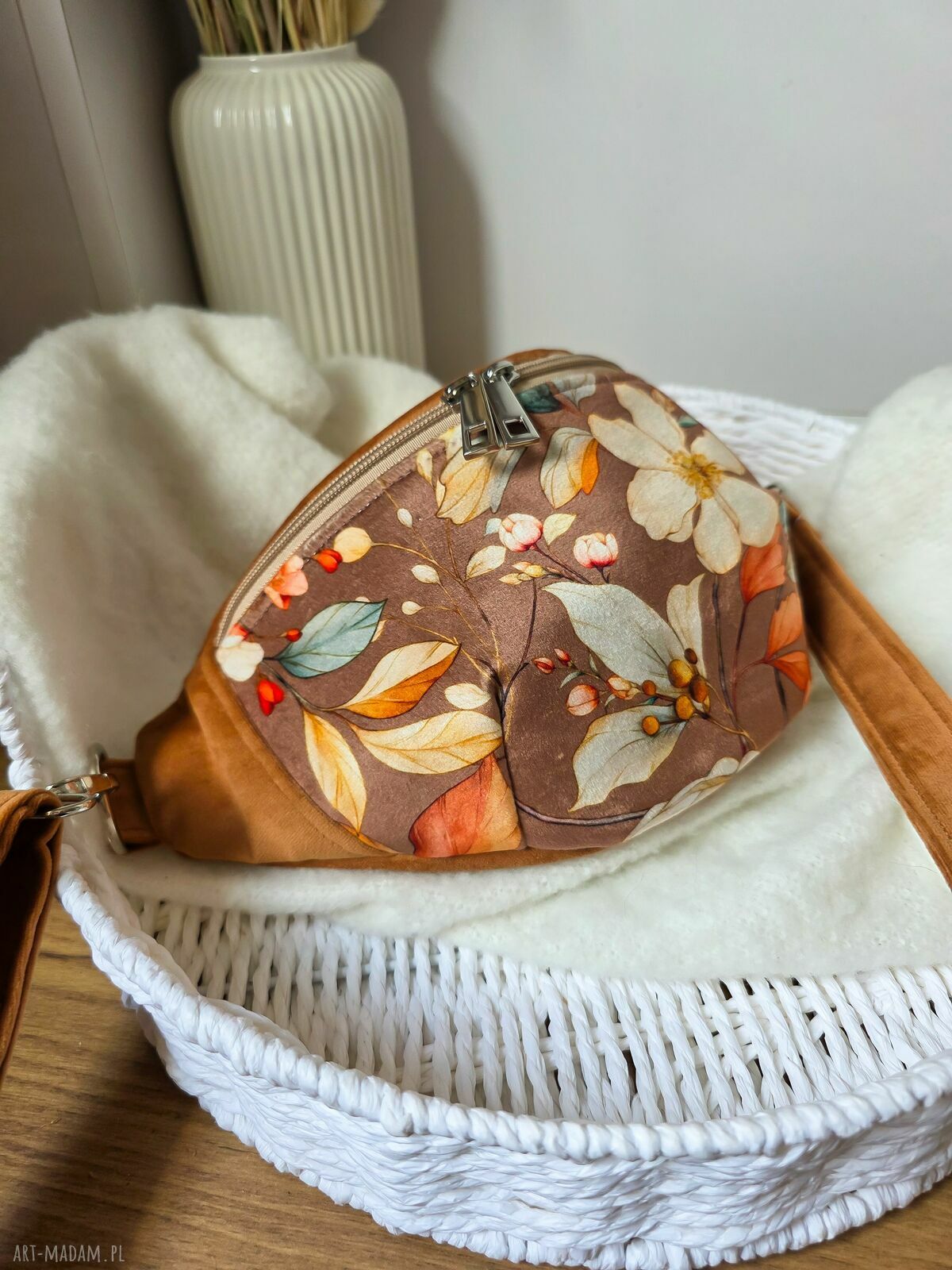 Nerka Jesienny Liść - welurowa nerka damska handmade