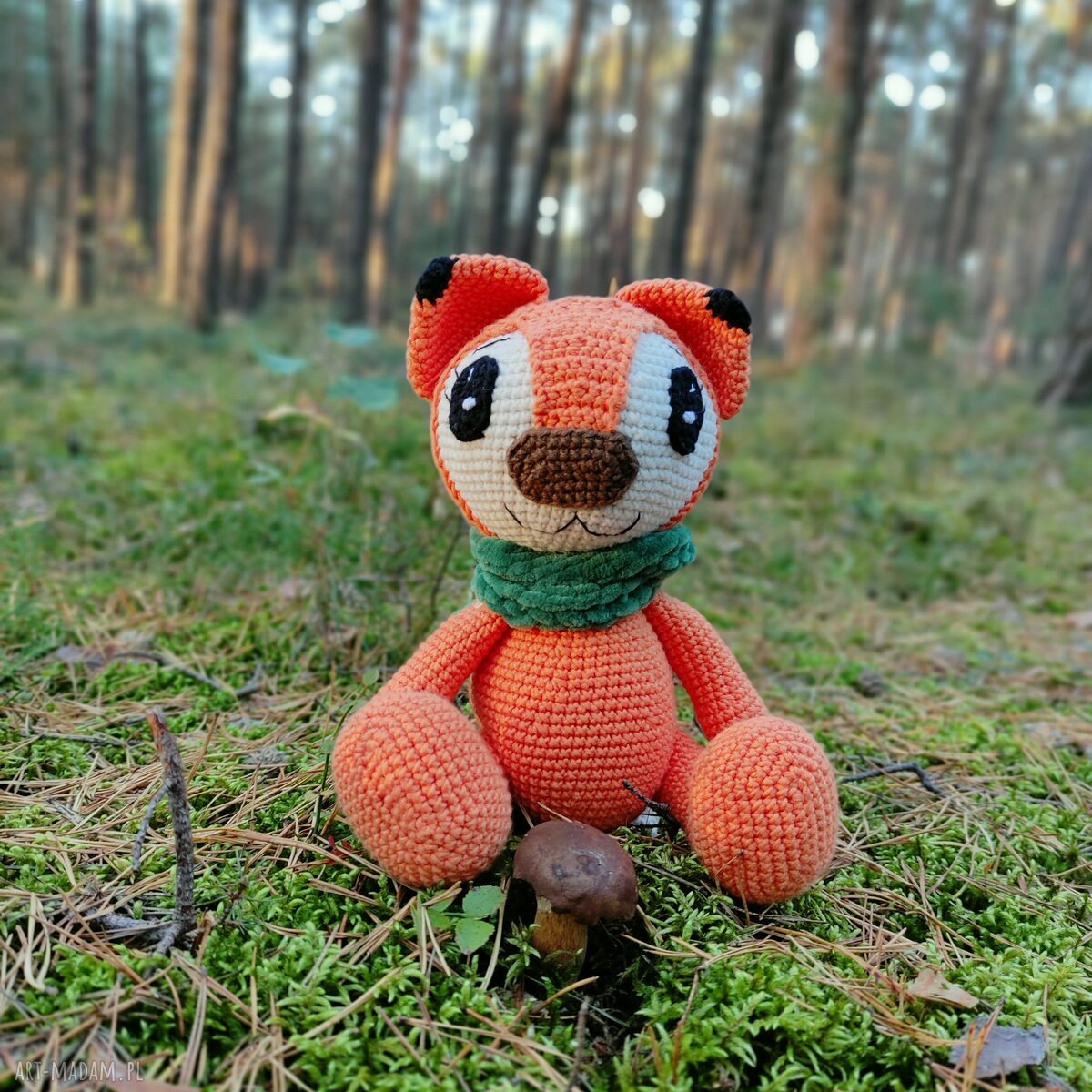 zabawki: Jesienny lisek, szydełkowa maskotka handmade