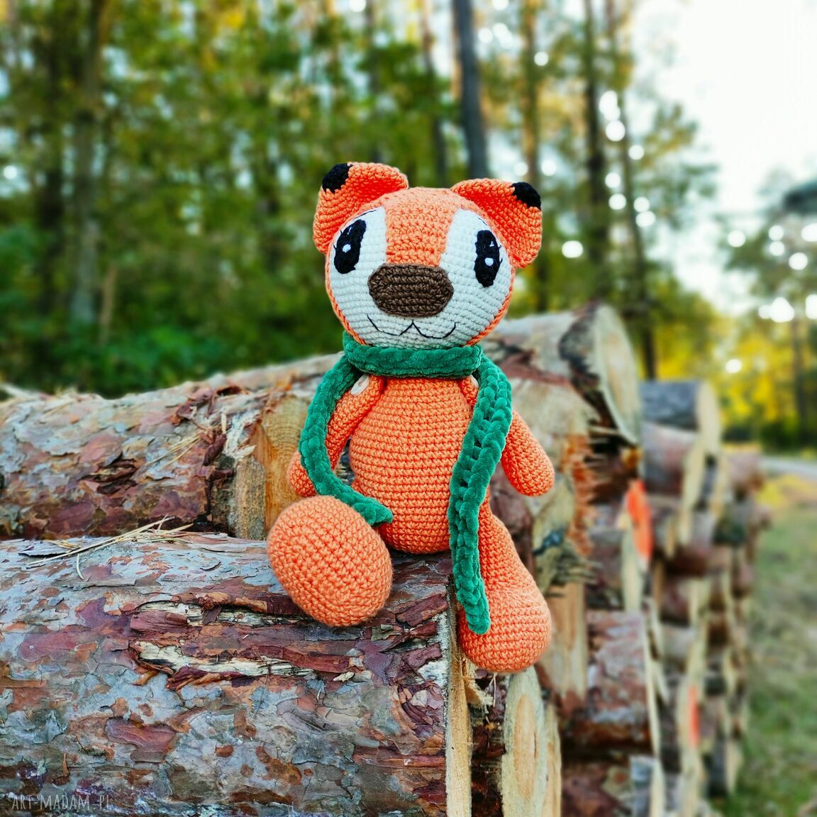 Jesienny lisek szydełkowa maskotka lis jesień wykonany