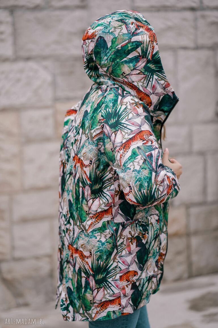 kurtki: jesienny płaszcz przeciwdeszczowy, ocieplony w gepardy, parka damska, kurtka