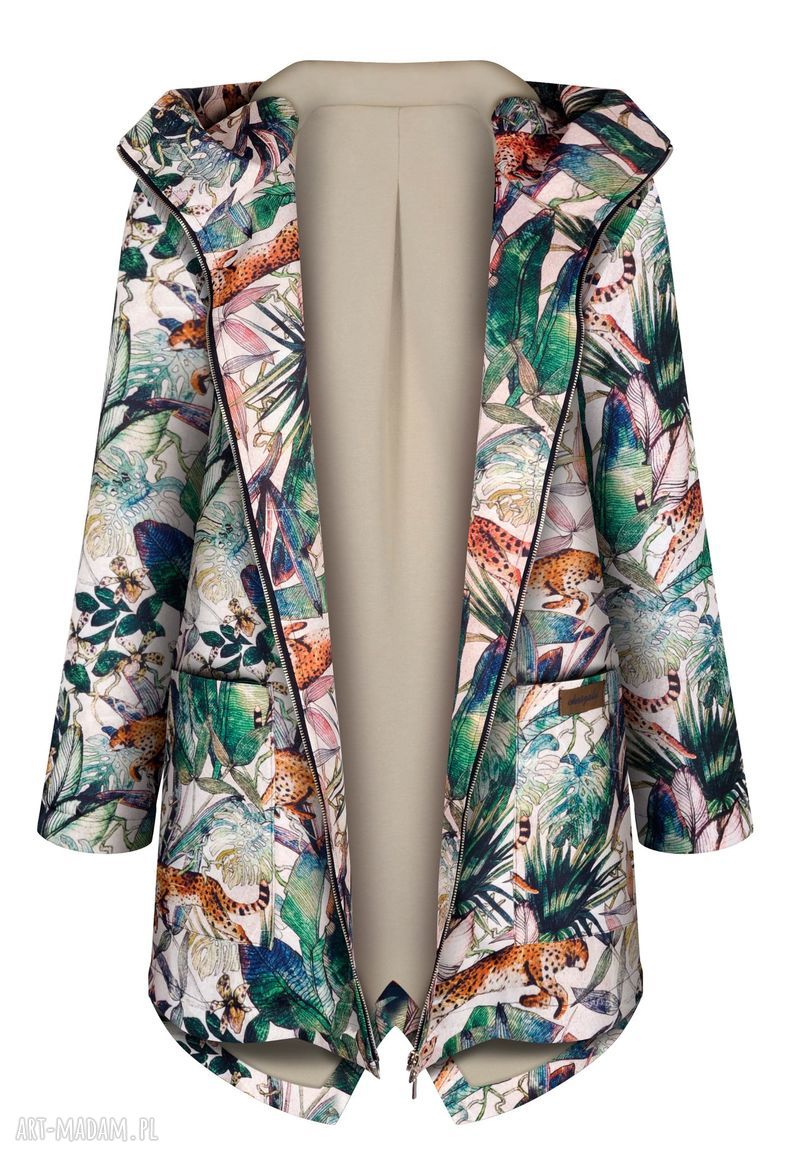 kurtki: jesienny płaszcz przeciwdeszczowy, ocieplony w gepardy, parka damska, kurtka