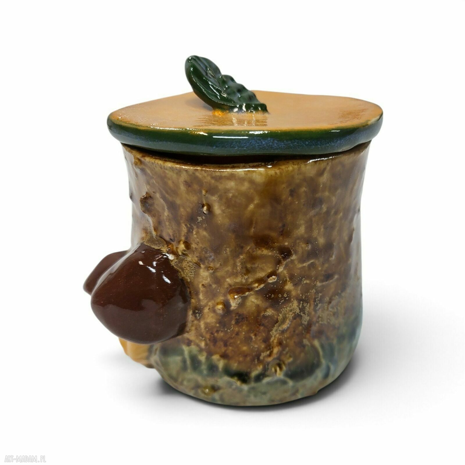 Jesienny pojemnik ceramiczny z grzybkami
