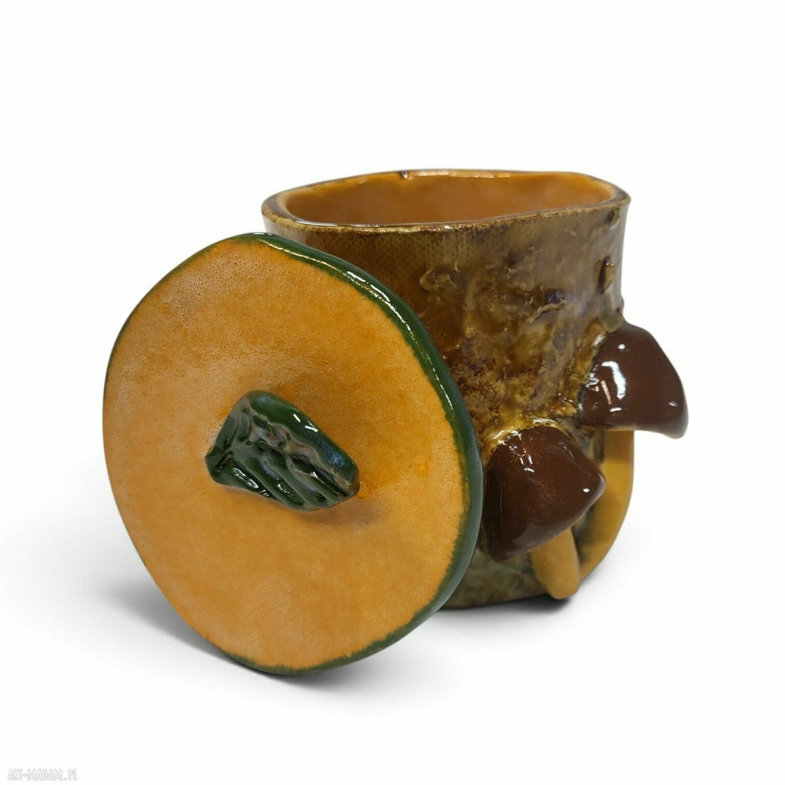 Jesienny pojemnik ceramiczny z grzybkami