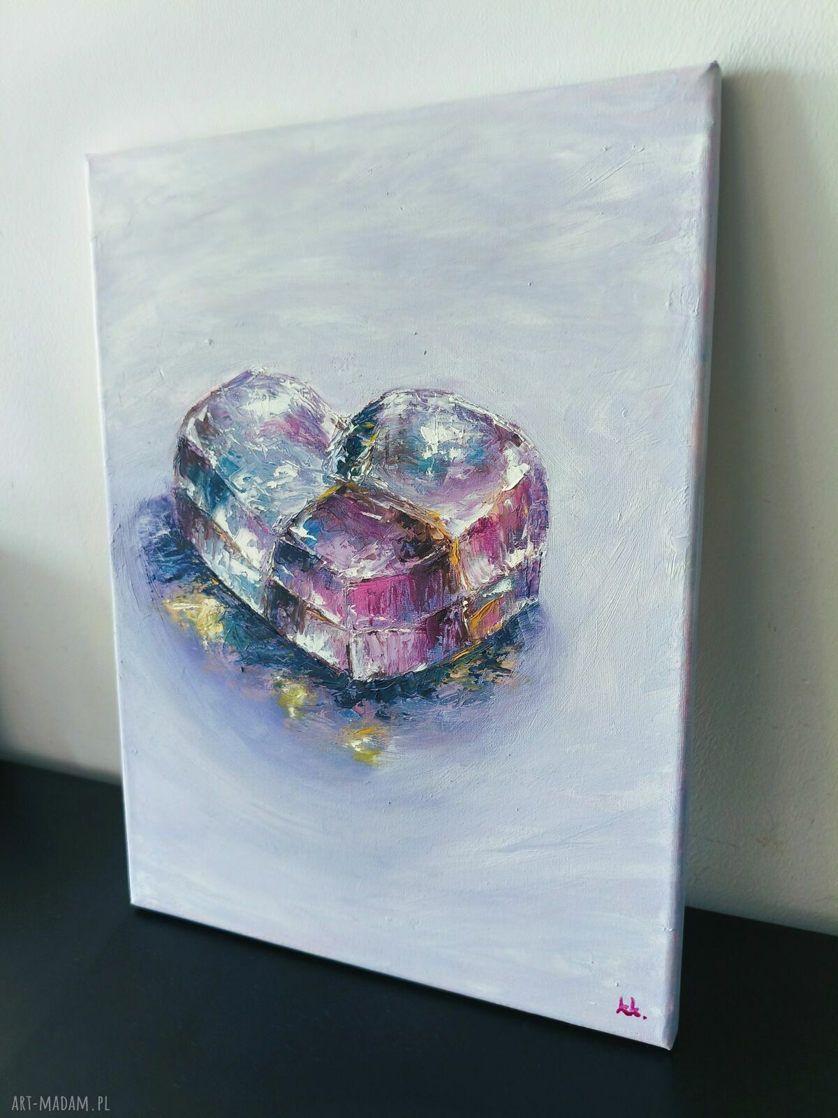 „Jestem” - olejny obraz na płótnie 30 x 40 cm z sercem miłości
