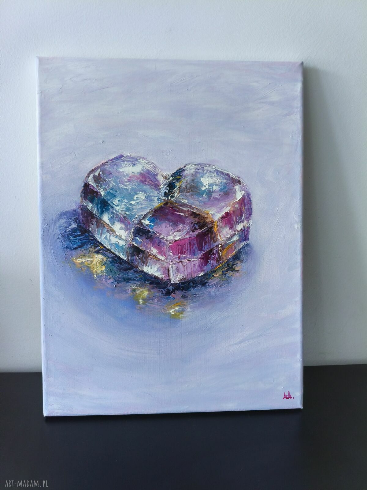 „Jestem” - olejny obraz na płótnie 30 x 40 cm z sercem miłości