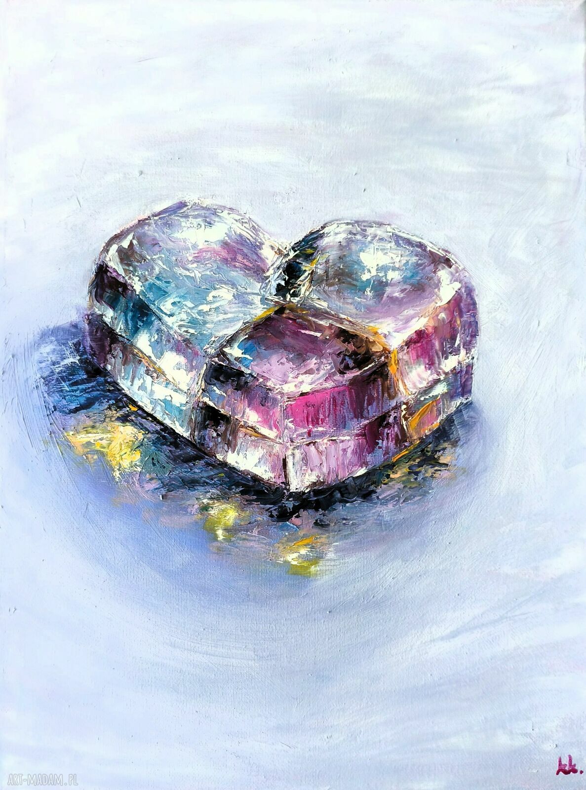 „Jestem” - olejny obraz na płótnie 30 x 40 cm z sercem miłości