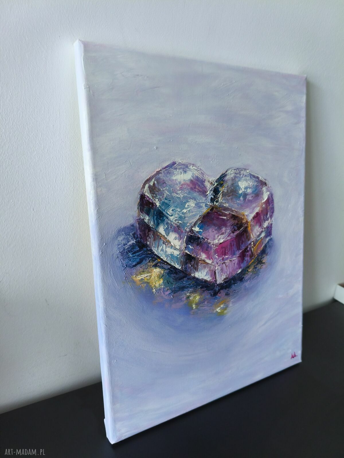 „Jestem” - olejny obraz na płótnie 30 x 40 cm z sercem miłości