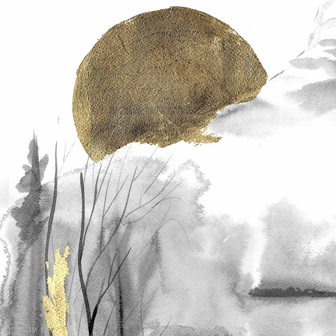 Grafika "Jestem" ręcznie malowana i złocona (59,5 x 42 cm)