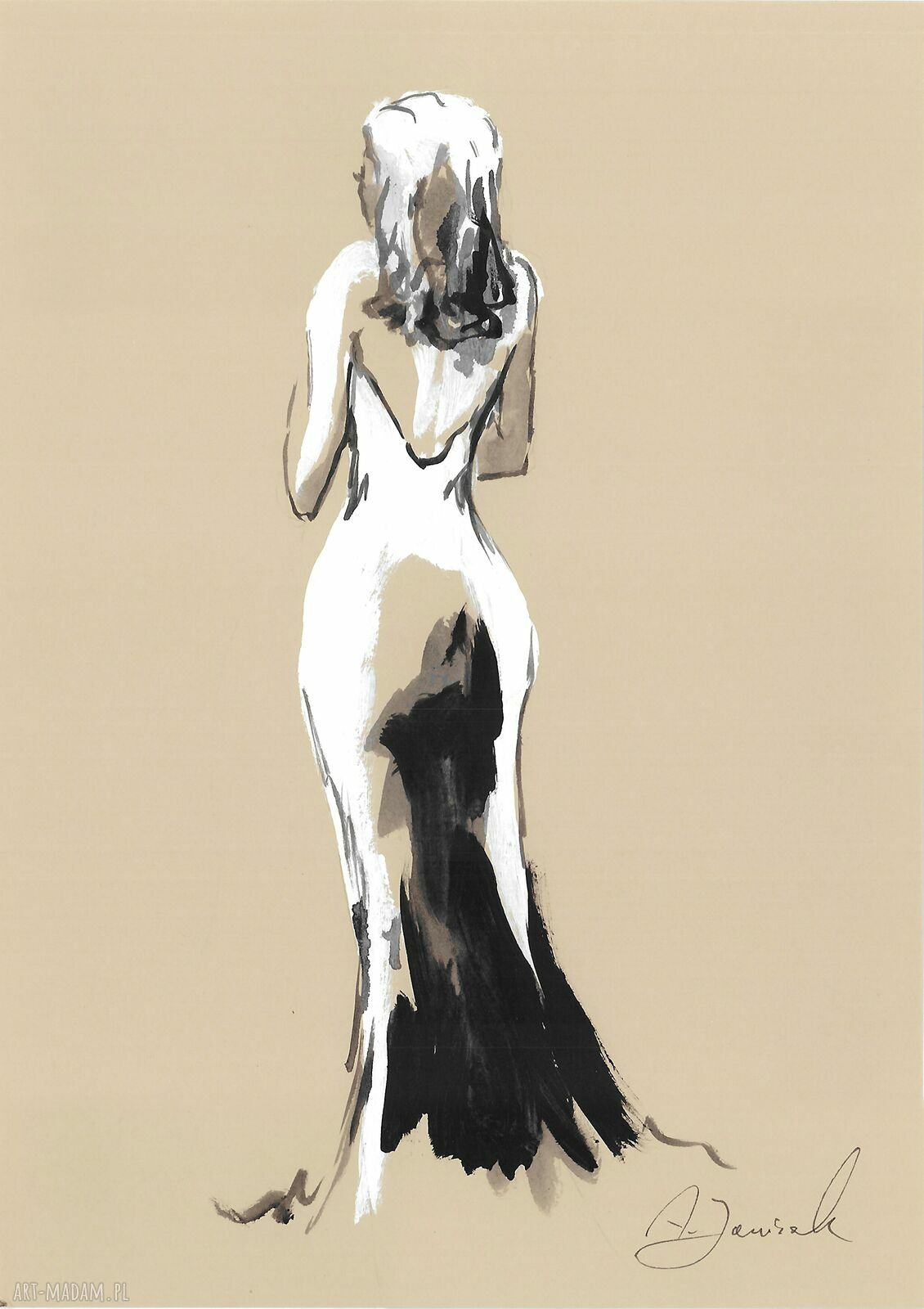 Ręcznie malowana grafika "Jestem" 21x30 cm - prezent dla niej