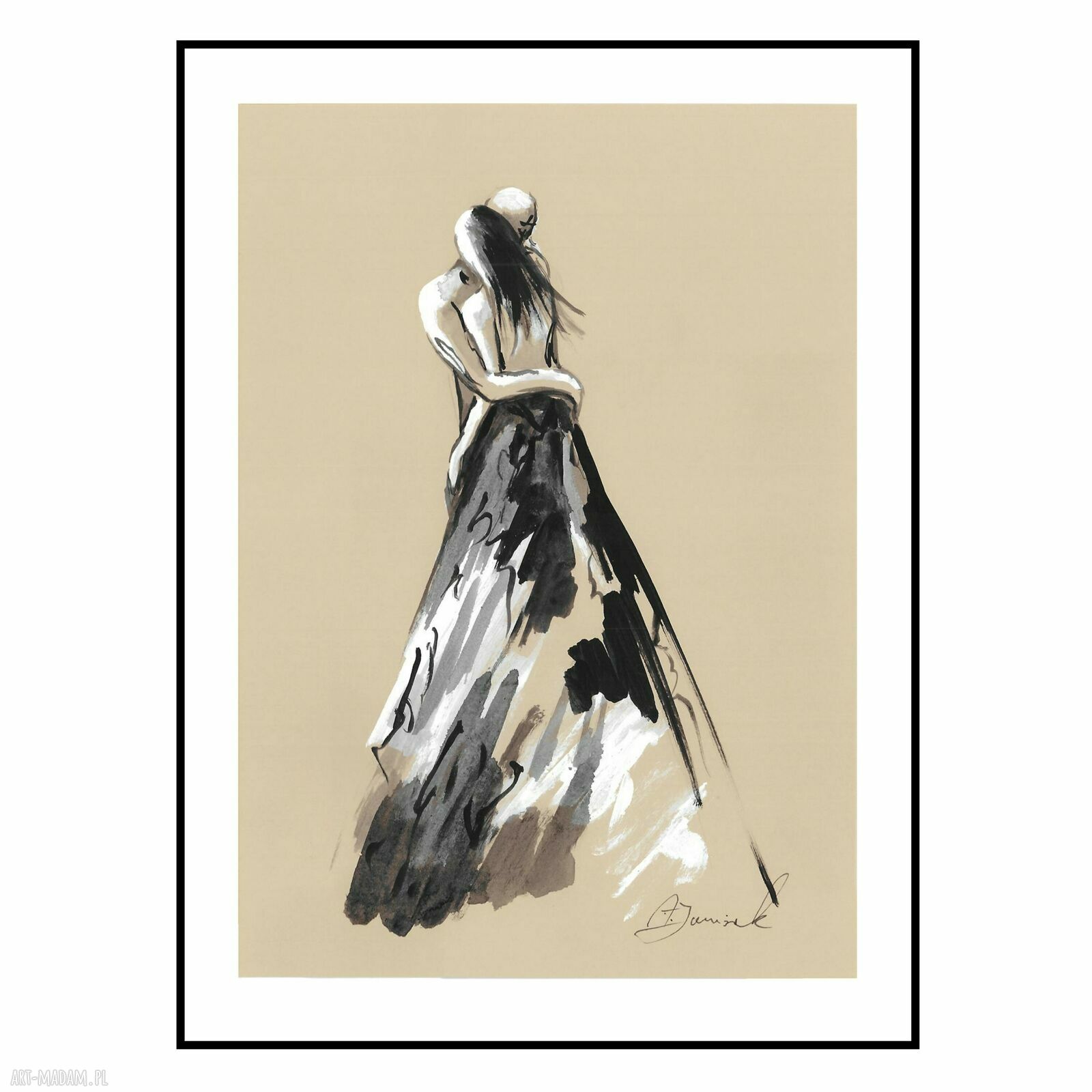 „Jestem” - ręcznie malowana grafika dla pary 30 x 21 cm