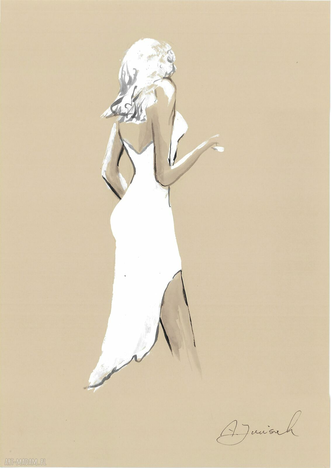 Grafika „Jestem” - ręcznie malowana 21x30 cm, prezent dla niej