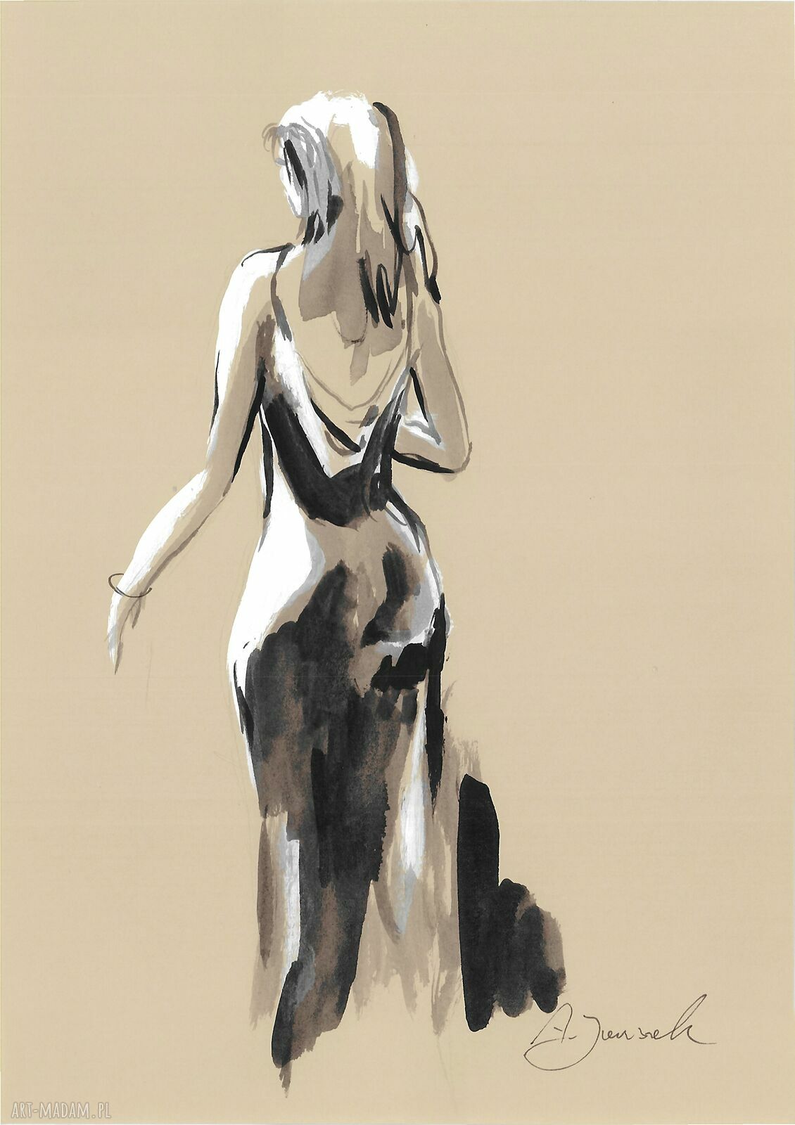 „Jestem” - autorska grafika malowana ręcznie 30x21 cm