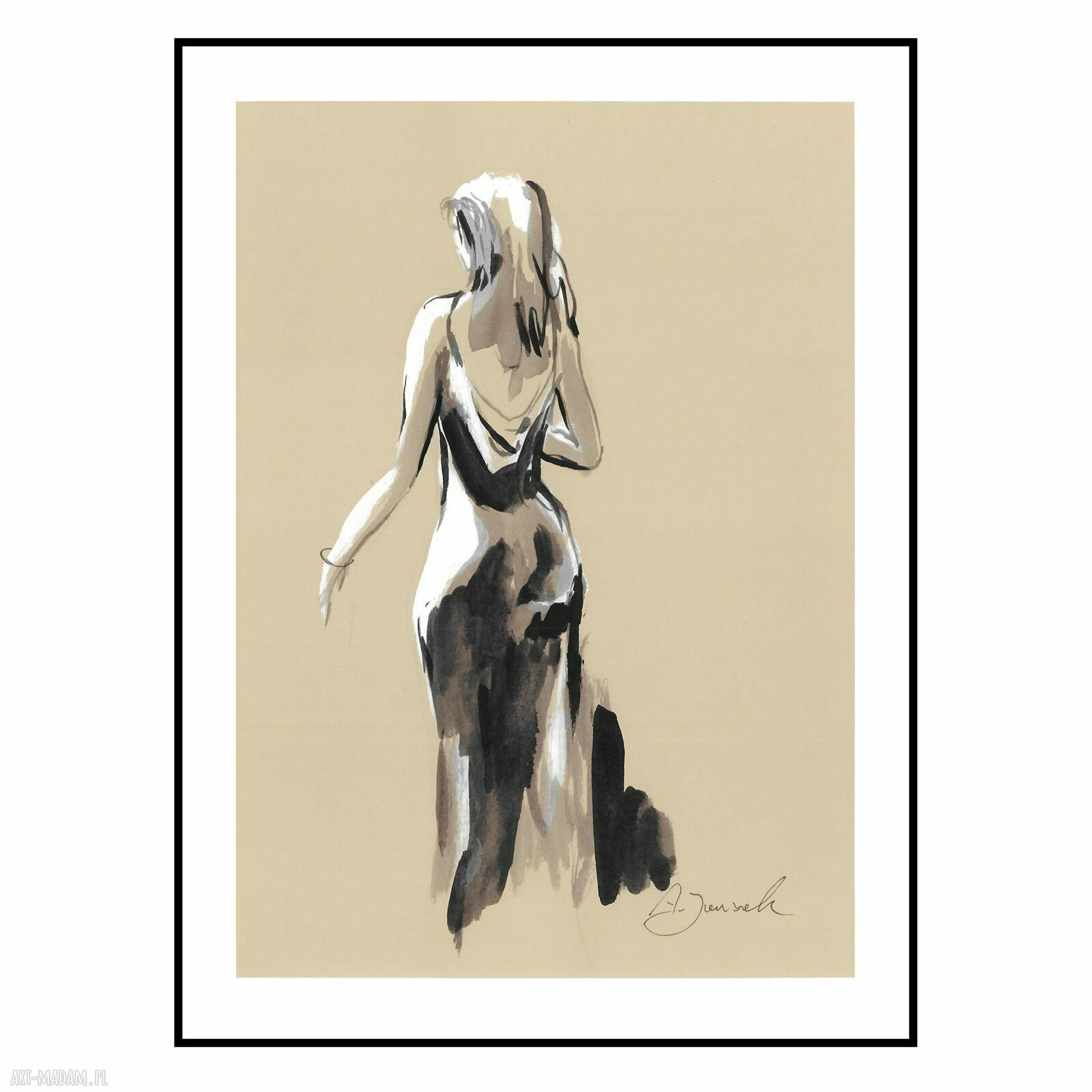 „Jestem” - autorska grafika malowana ręcznie 30x21 cm