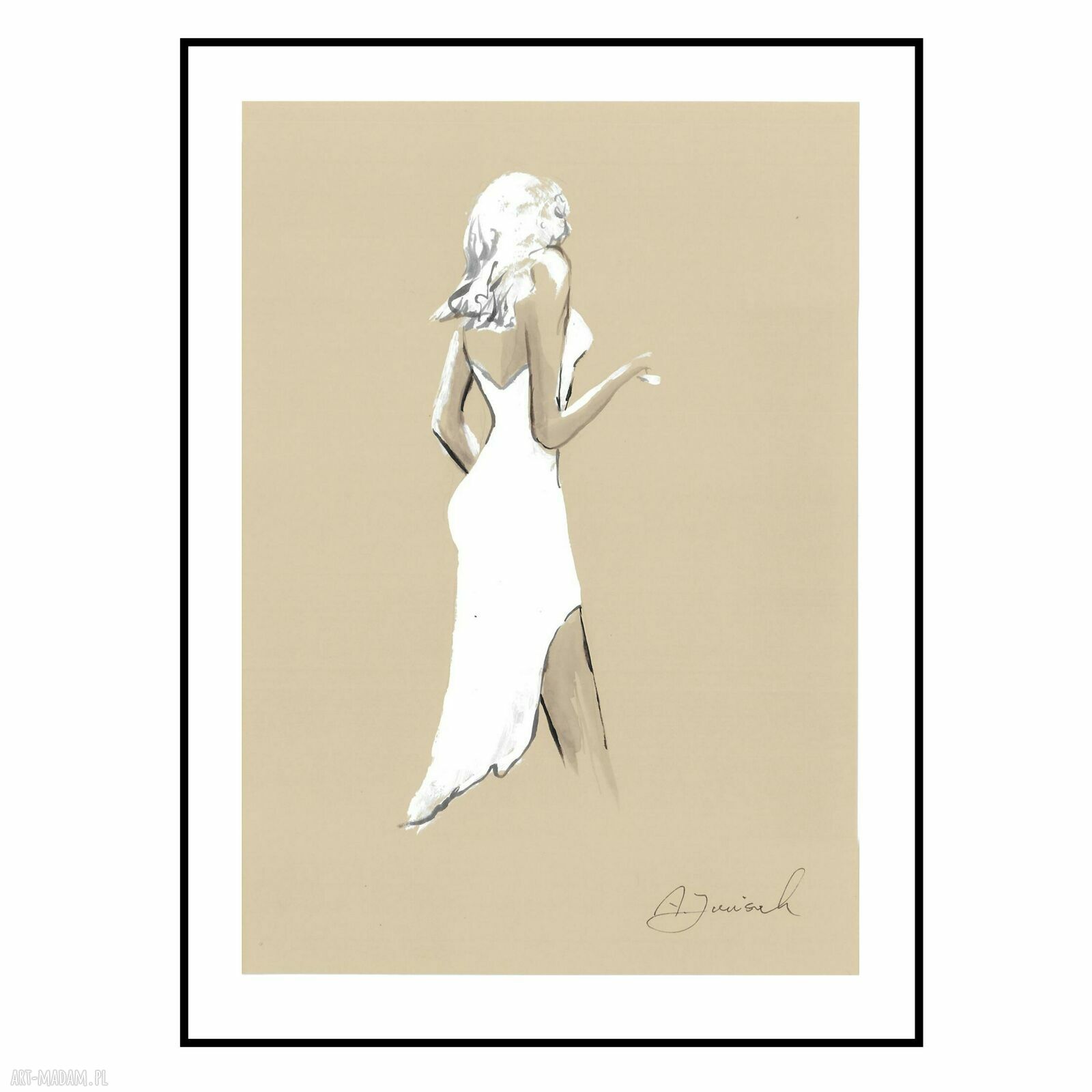 Grafika „Jestem” - ręcznie malowana 21x30 cm, prezent dla niej
