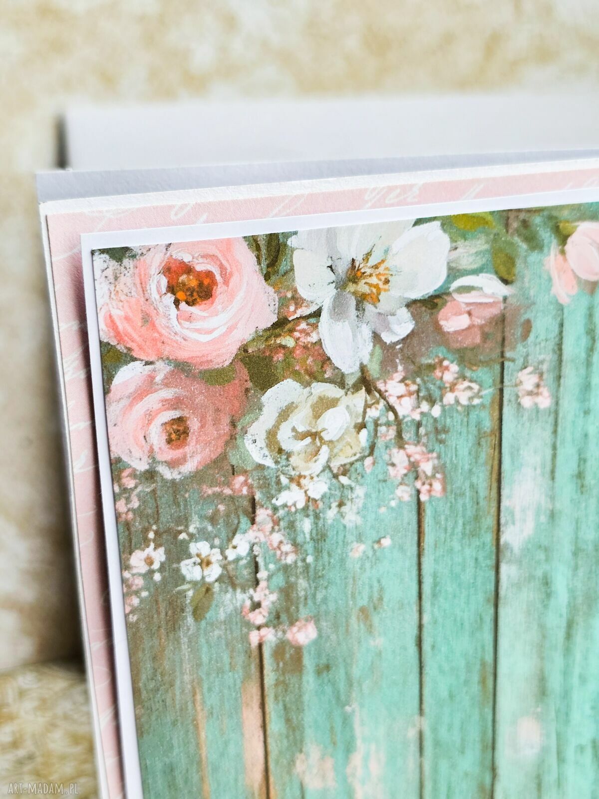 Kartka scrapbooking na roczek dla dziewczynki - Jesteś skarbem z białym tygryskiem
